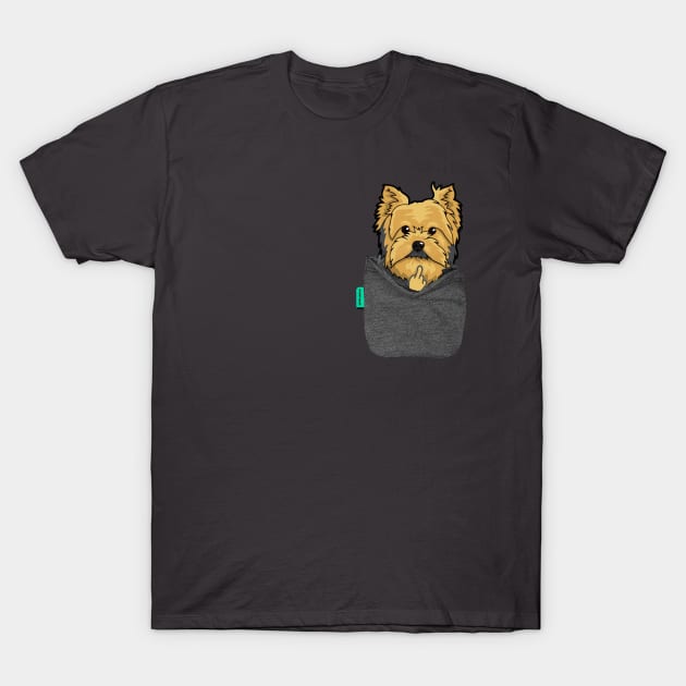 Yorkie FU Pocket T-Shirt by darklordpug